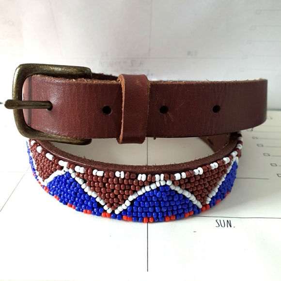 Accessories - Bohemian Hippie Genuine Leather/Seed Beads Belt